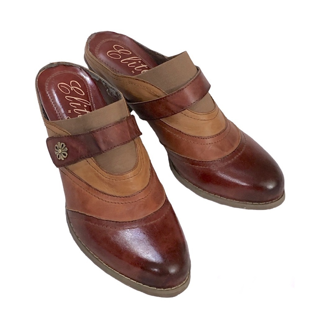 Corkys Elite Galaxy Burnished Multi Color Leather Heeled Mules size 8